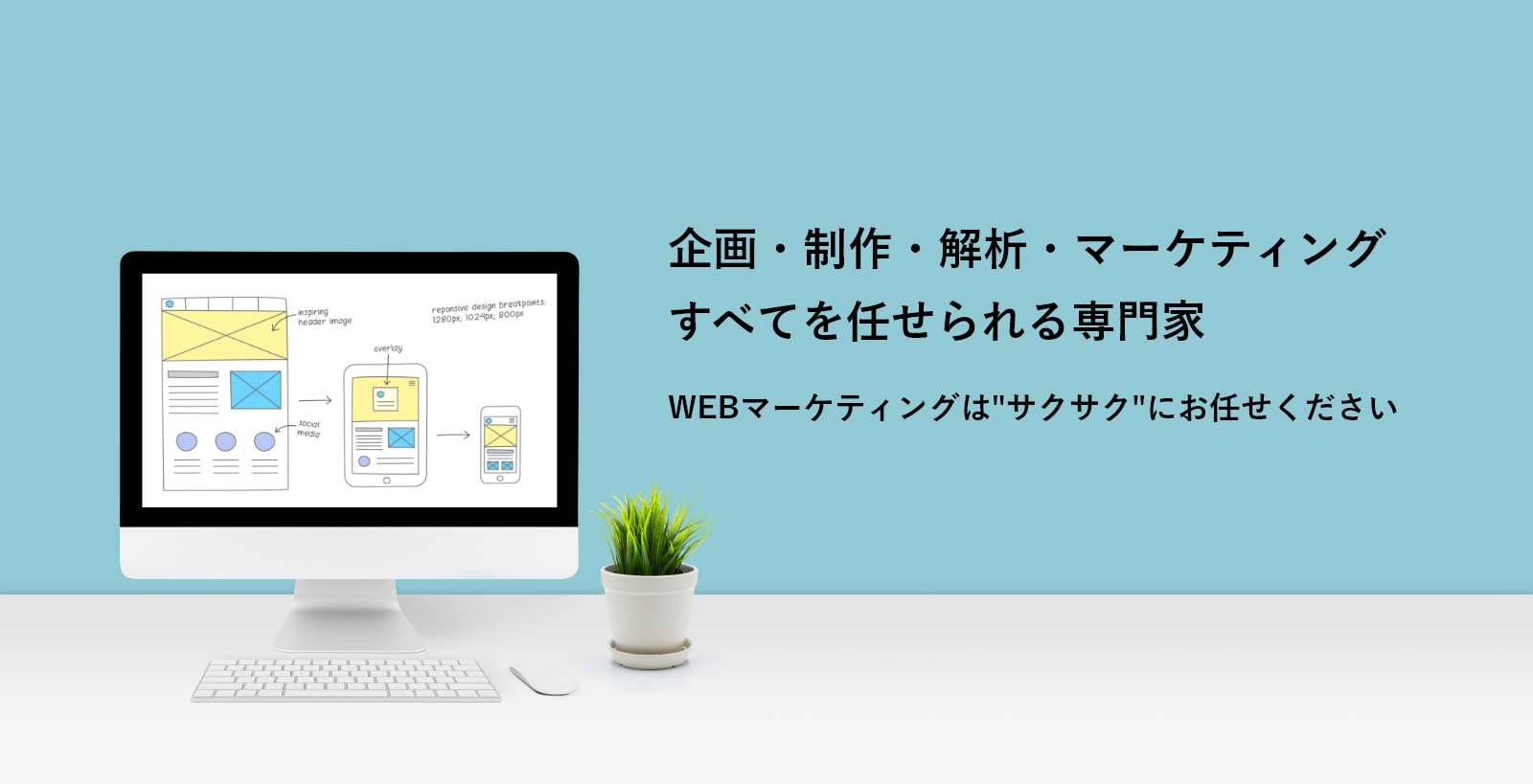 企画・制作・解析・WEBマーケティングは「サクサク」にお任せください